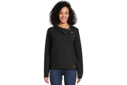 Женский свитшот L.L.Bean Quilted Sweatshirt Pullover Snap Neck