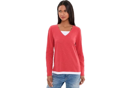 Лонгслив Elliott Lauren Garment Dye Tee, V-Neck, Long Sleeve with Double Layer Detail
