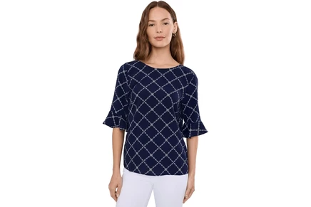 Топ CeCe Elbow Ruffle Cuff Crew Neck Top