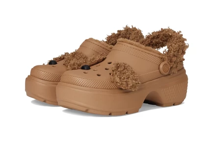 Унисекс сабо Crocs Stomp с мехом, коричневые