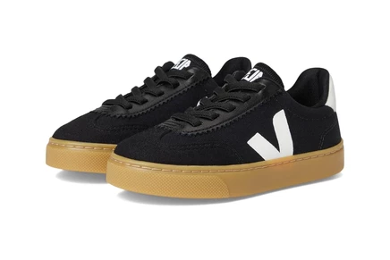 VEJA Kids Small Volley Canvas (Little Kid/Big Kid) black/white