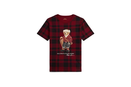 Детская футболка Polo Ralph Lauren Kids Plaid Polo Bear, в клетку