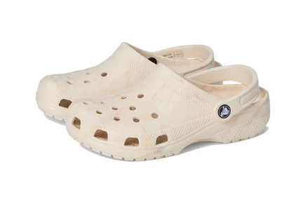 Детские кроксы Crocs Classic Marbled Tie-Dye, бежево-белые
