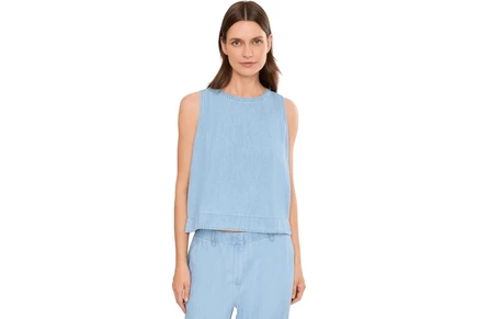 Женская футболка Eileen Fisher Lightweight Organic Cotton Denim Round Neck Shell