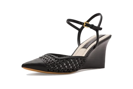Franco Sarto Cherie Strappy black woven mesh