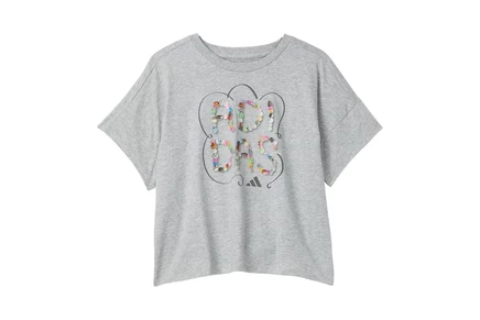 adidas Kids Drop Shoulder Heather Tee (Big Kid) grey/multi