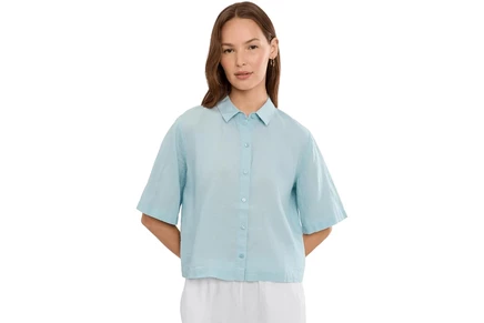 Женская рубашка Eileen Fisher органический лен, голубая