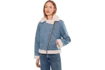 Levis Denim Moto Jacket With Sherpa Lining medium wash
