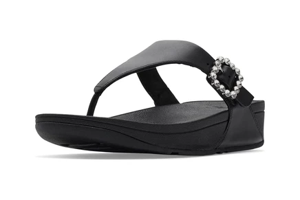 Сандалии FitFlop Lulu Crystal-Buckle Leather Toe-Post Sandals