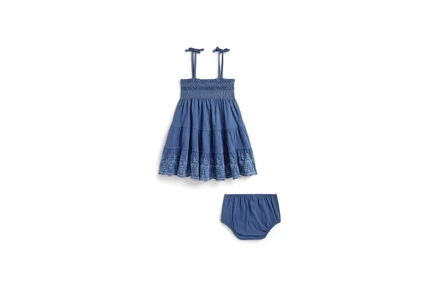 Платье Polo Ralph Lauren Kids Eyelet Cotton Jersey Dress & Bloomer (Infant)