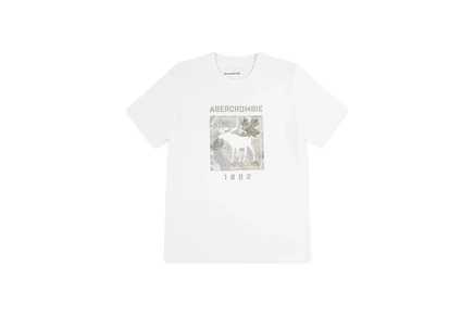 Мужская рубашка abercrombie kids Camo Moose Fill Tee (Big Kid) bright white
