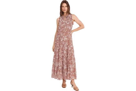 Платье Vince Camuto Sleeveless Tiered Maxi with Combo Crochet Lace Trim