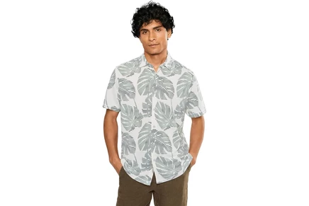 Tommy Bahama Costa Wave Monstera Mash Short Sleeve Camp dark jade