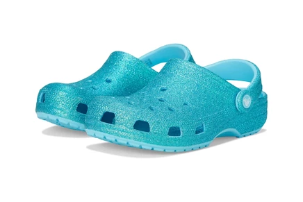 Детские сабо Crocs Kids Classic Glitter, tinted glass