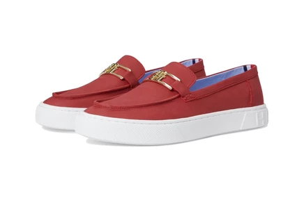 Женские лоферы Tommy Hilfiger Wilfer с металлическим логотипом, полиэстер и кожа, красные