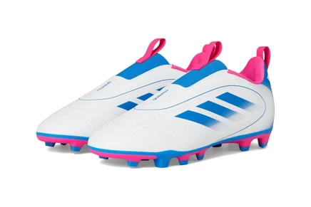 Детские бутсы Adidas Goletto IX без шнурков, белые/ярко-синие/розовые