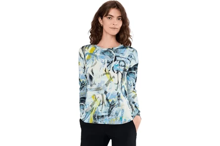 Elliott Lauren Collage - Long Sleeve Crew Neck Printed Top