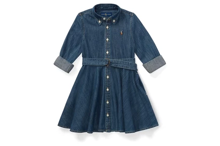 Платье Polo Ralph Lauren Kids Belted Cotton Denim Shirtdress (Little Kids)
