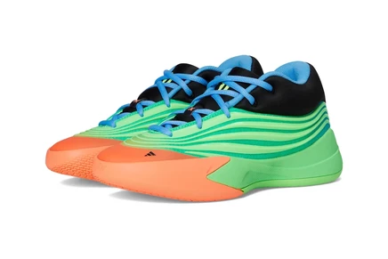 adidas Kids Dame X Basketball Shoes (Big Kid) lime burst/signal coral/blue burst