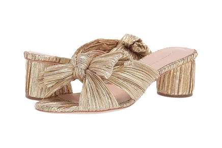 Loeffler Randall Emilia Pleated Knot Mule gold pleated lame