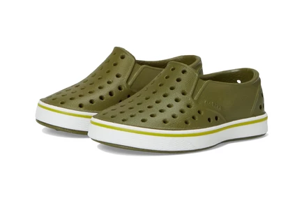 Детские кроссовки Native Miles Slip-On, зелёно-белые