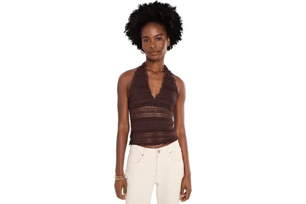 Free People Flirty Frills Halter painted chocolate