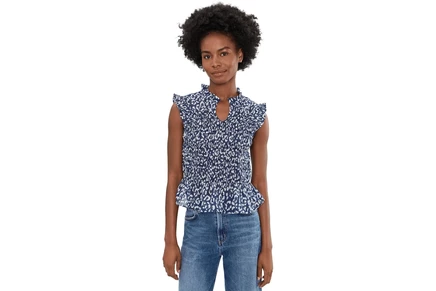 Топ NICZOE Leopard Sketch Smocked Top