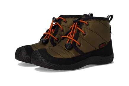 Мужские кроссовки KEEN Kids Howser 2 Quilted Mid Height Waterproof Comfy Durable (Little Kid/Big Kid) dark olive/gold flame