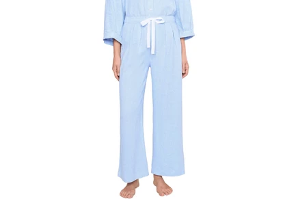 Eberjey Linen Blend Relaxed Pants gingham white/summer blue
