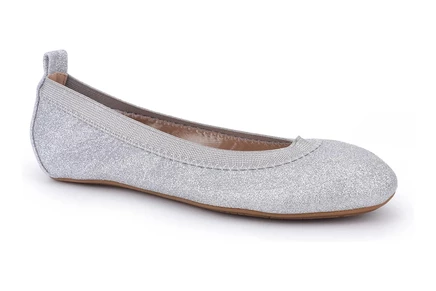 Детские балетки Yosi Samra Kids Miss Samara серебристые с блёстками