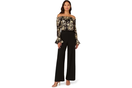 Комбинезон Adrianna Papell Lace and Crepe Jumpsuit