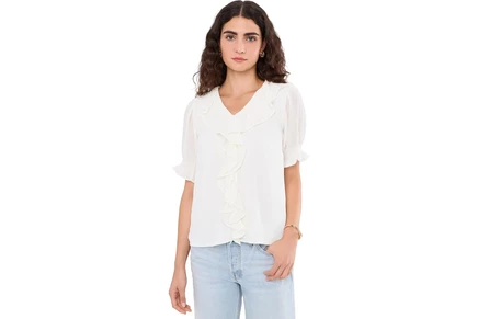 Топ CeCe Ruffled Pintuck Elbow Sleeve Top