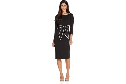 Платье Adrianna Papell Stretch Crepe Tie Front Dress with Contrast Tipping