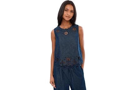Женский джинсовый топ Madewell Denim с вышивкой, светло-голубой