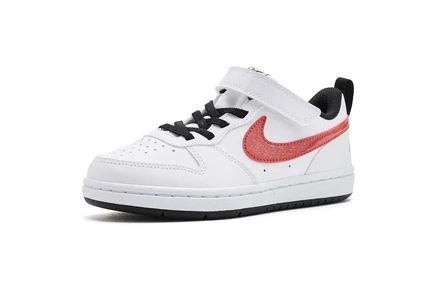 Nike Kids Court Borough Low (Little Kid) white/current blue/picante red/barely volt/laser orange/black