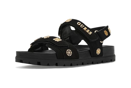 Женские босоножки Guess Florizi, черные замшевые с декором