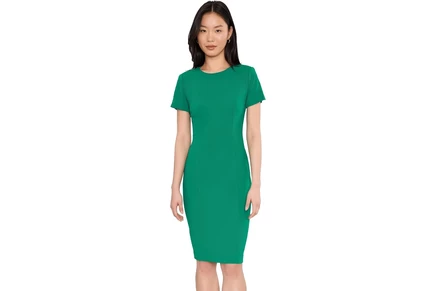 Платье Calvin Klein Scuba Crepe Short Key Hole Short Sleeve Sheath