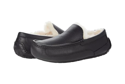 Мужские тапочки Ugg Ascot Leather, черные
