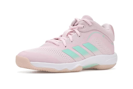adidas Kids Crazyflight 7 Mid Top Volleyball (Little Kid/Big Kid) distilled pink/clear mint/silver metallic