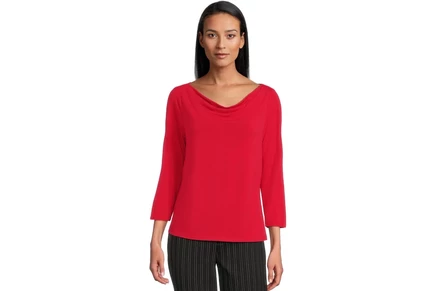 Топ Liverpool Los Angeles 3/4 Sleeve Draped Neck Knit Top