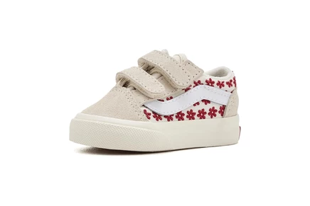 Детские кеды Vans Old Skool V, красные с цветами