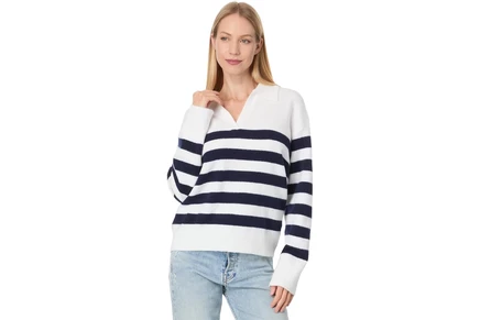 Свитер Michael Stars Finley Johnny Collar Stripe