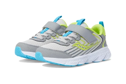Кроссовки для детей Saucony Wind 3.0 на липучке, серо-зелёные