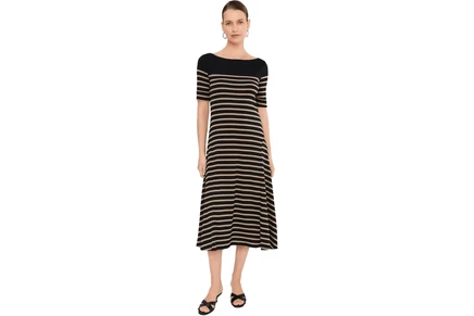 Платье Lauren Ralph Lauren Breton-Stripe Cotton Ribbed Midi Dress