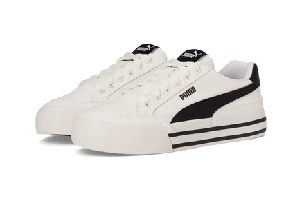 PUMA Kids Puma Kids Court Classic Vulc Faux Suede Sneakers (Big Kid) puma white/puma black