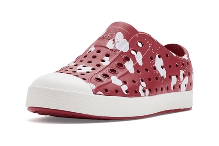 Native Shoes Kids Jefferson Print (Toddler) ruby red/shell white/heart fireworks