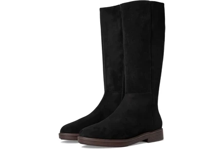 prue black faux suede