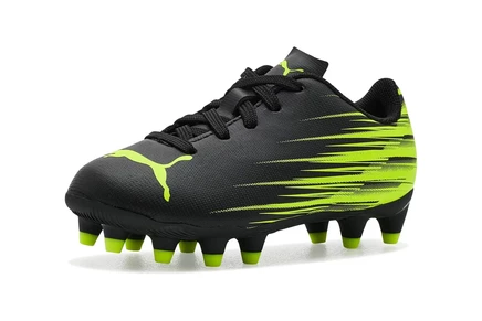 Детские футбольные бутсы Puma Attacanto II, черные/лайм