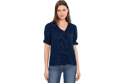 Топ CeCe Ruffled Pintuck Elbow Sleeve Top