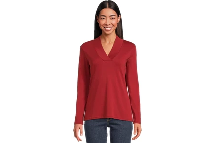 Лонгслив L.L.Bean Pima Shawl Long-Sleeve Cotton Tee